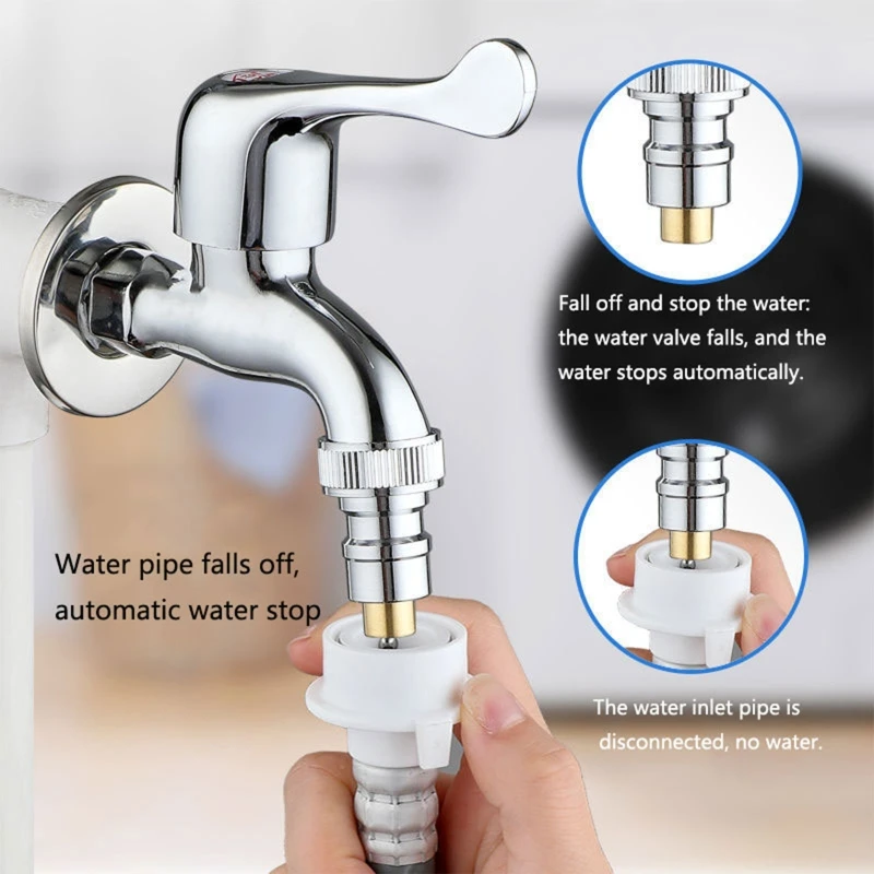 Y1UD All-copper Automatic Washing Machine Faucet Connector Stainless Steel Transfer Water Nozzle Universal 1/2 Interface