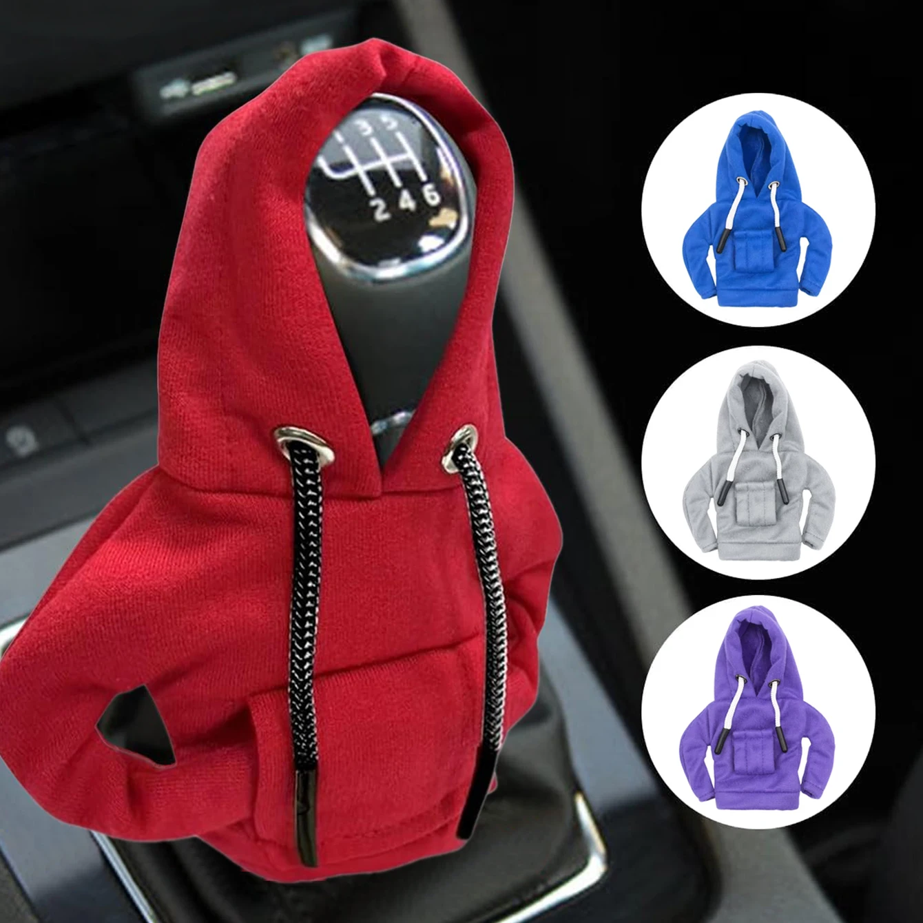 Car Gear Shift Hoodie Mini Shift Knob Cover Gear Handle Decoration Fit Manual Automatic Universal Car Shift Lever Interior Decor