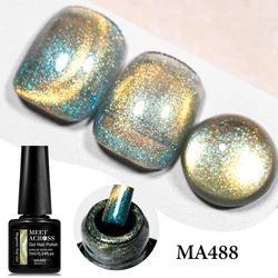 MEET ACROSS 7ml Glitter Colorful Cat Magnetic Nail Gel Polish Gold Sparkling Effect Soak Off UV/LED Long Lasting Gel Vanrish