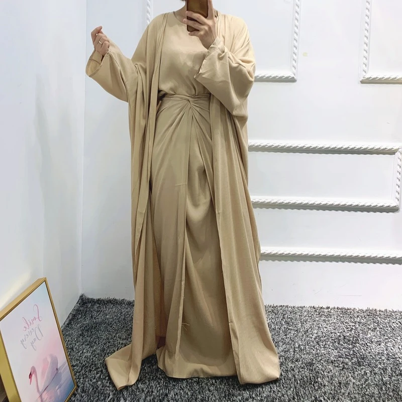 

2023 Islam Abayat Ramadan Abaya Femme Muslim Dress Ropa De Mujer Envio Gratis Vestido Solid Color Abayas for Women Dubai Turkey