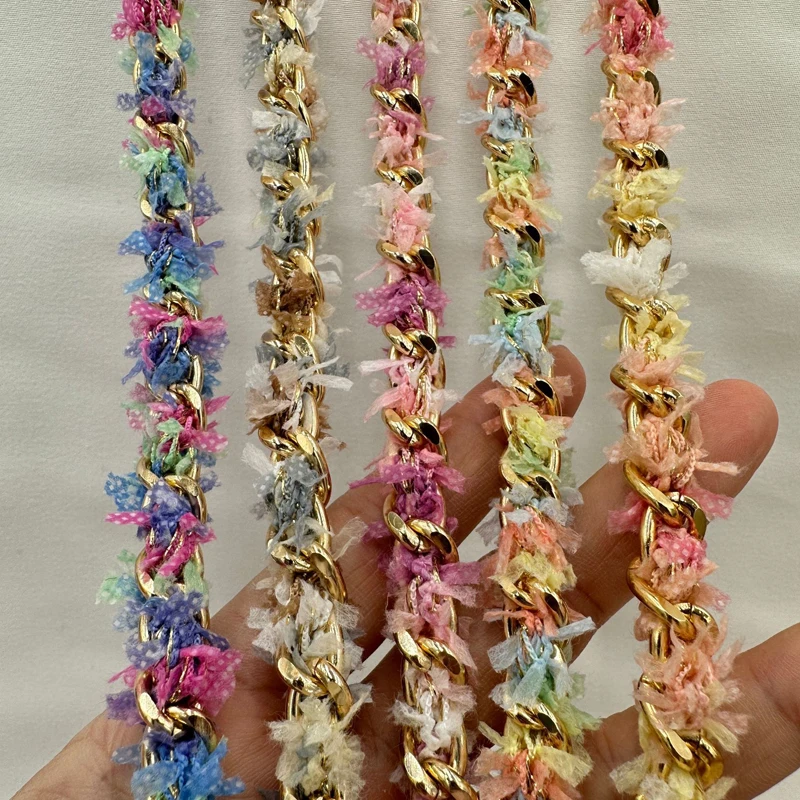 Leather Strap Aluminum Crossbody Shoulder Bag Chain DIY Metal Braided Trim Hardware for Clothing Bags Shoes Hats Accessories