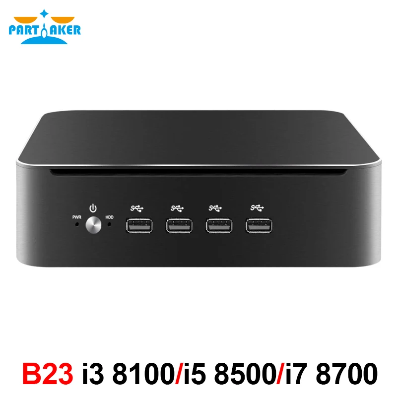 Partaker 8th Gen i3 i5 i7 DDR4 Gaming Mini PC Windows 10 Desktop Computer game pc linux intel Nettop barebone HTPC VGA HDMI WiFi