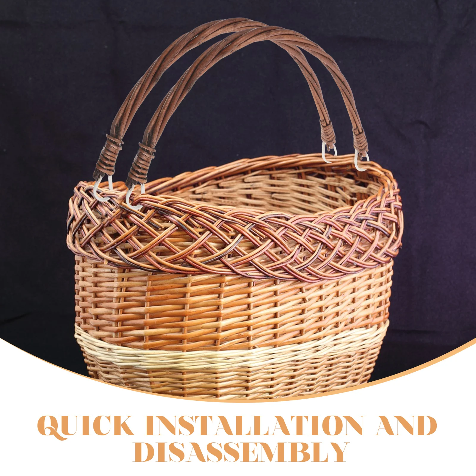 2 قطعة مقبض سلة النزهة اكسسوارات الروطان استبدال السيطرة تحسين القوة تصميم مريح مريح يناسب معظم المنسوجة #6