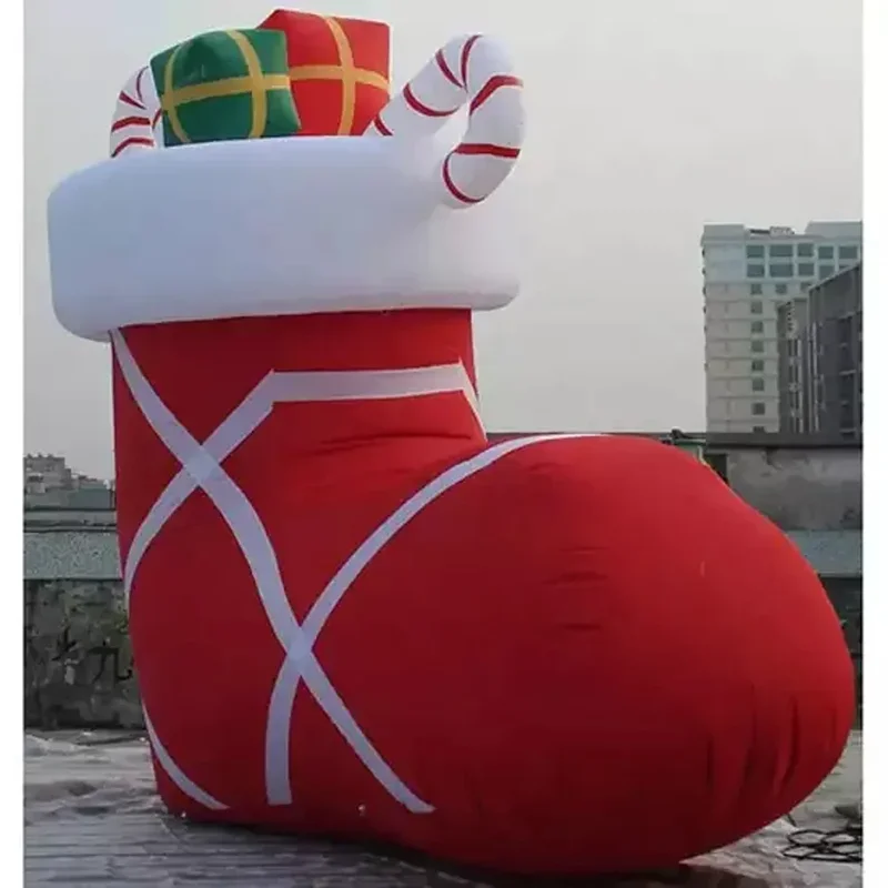 Christmas Sock  Outdoor Giant Inflatable / Stocking With Candy Cane Gift Christmas OrnamentsFor Holiday Event Party Decoration