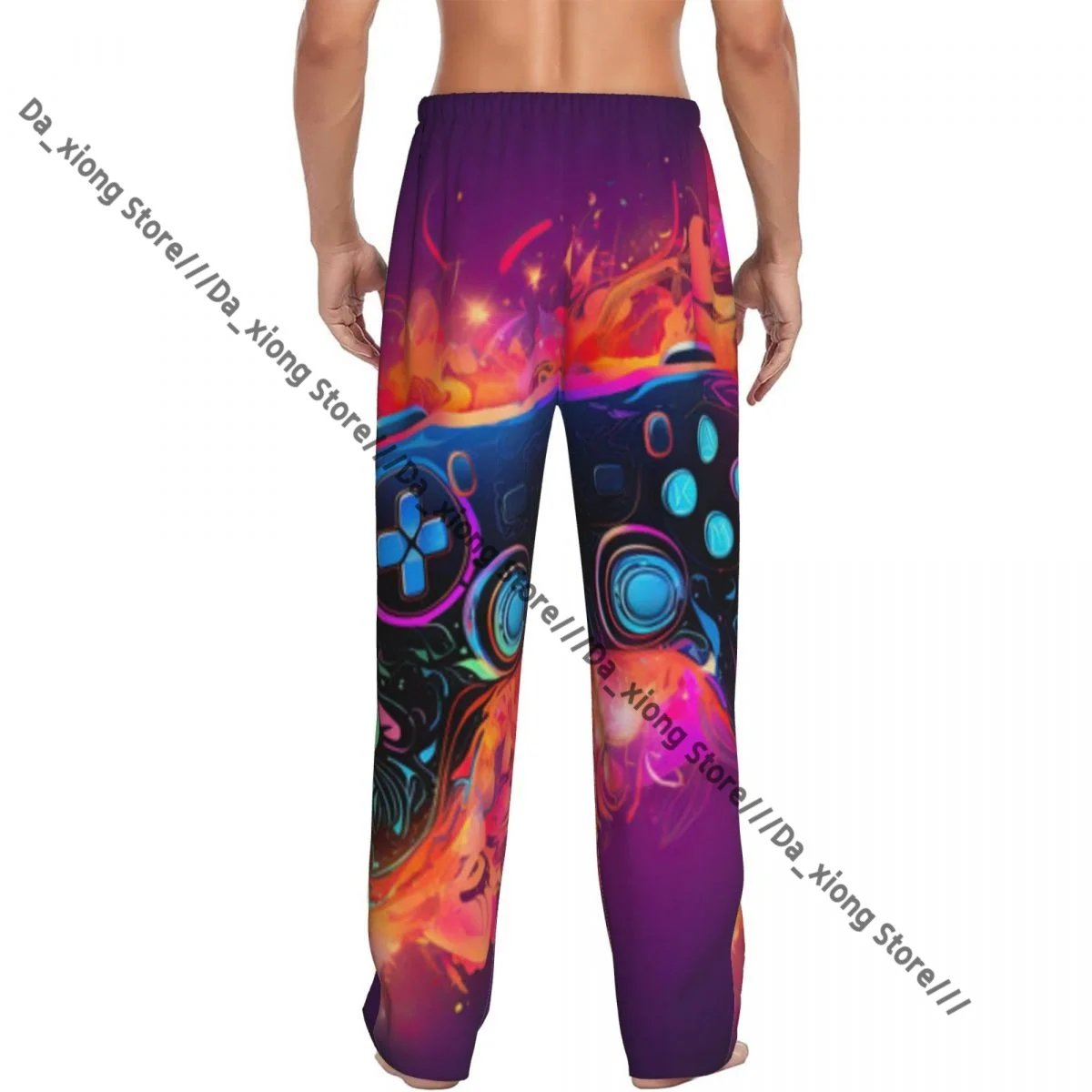 رجل عارضة بيجامة طويلة بانت فضفاض مطاطا الخصر غمبد طباعة مريحة ملابس خاصة المنزل صالة السراويل