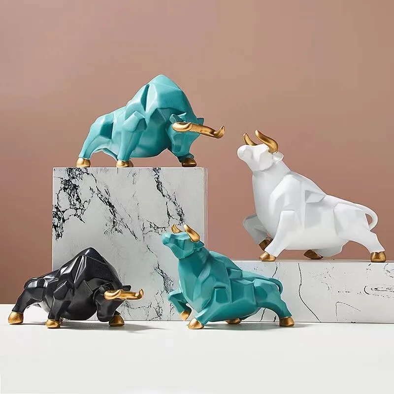 

Creative Nordic Resin Animal Sculpture Abstract Simulation Ox Sculpture Modern Home Decoration Portico Desktop Accessories Gift