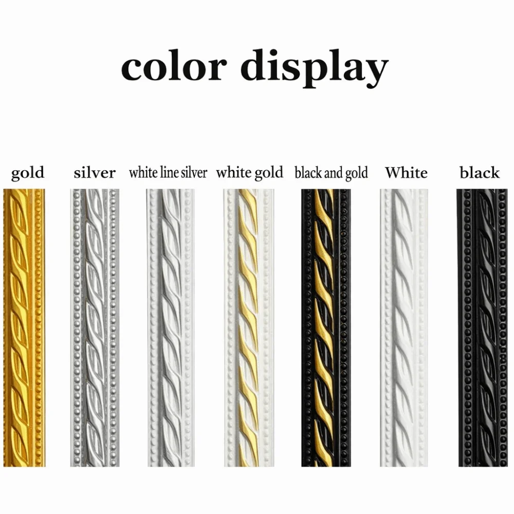 1mx12mm Wall Decorative Line Faux Embossed Self-adhesive Home Decorative Trim Waterproof 3D Ceiling Baseboard