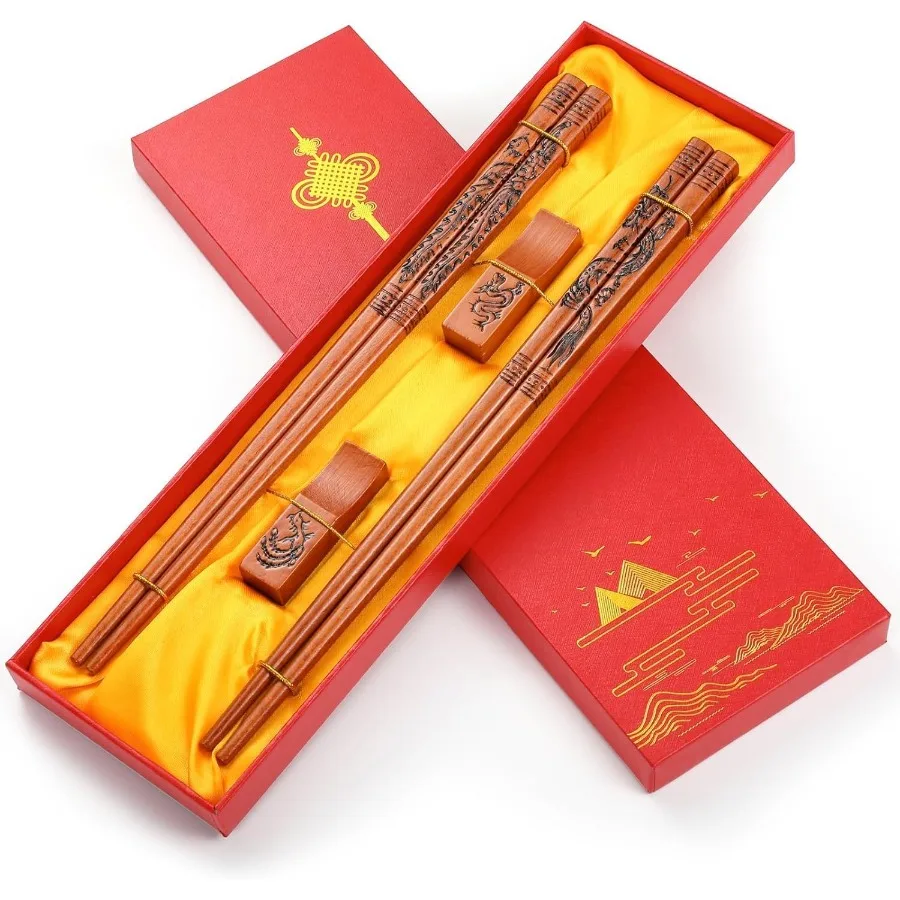 

Многоразовые палочки для еды, дизайн дракона и феникса, набор для китайской традиционной столовой, можно мыть в посудомоечной машине, экологически чистые столовые приборы, идеально подходит для