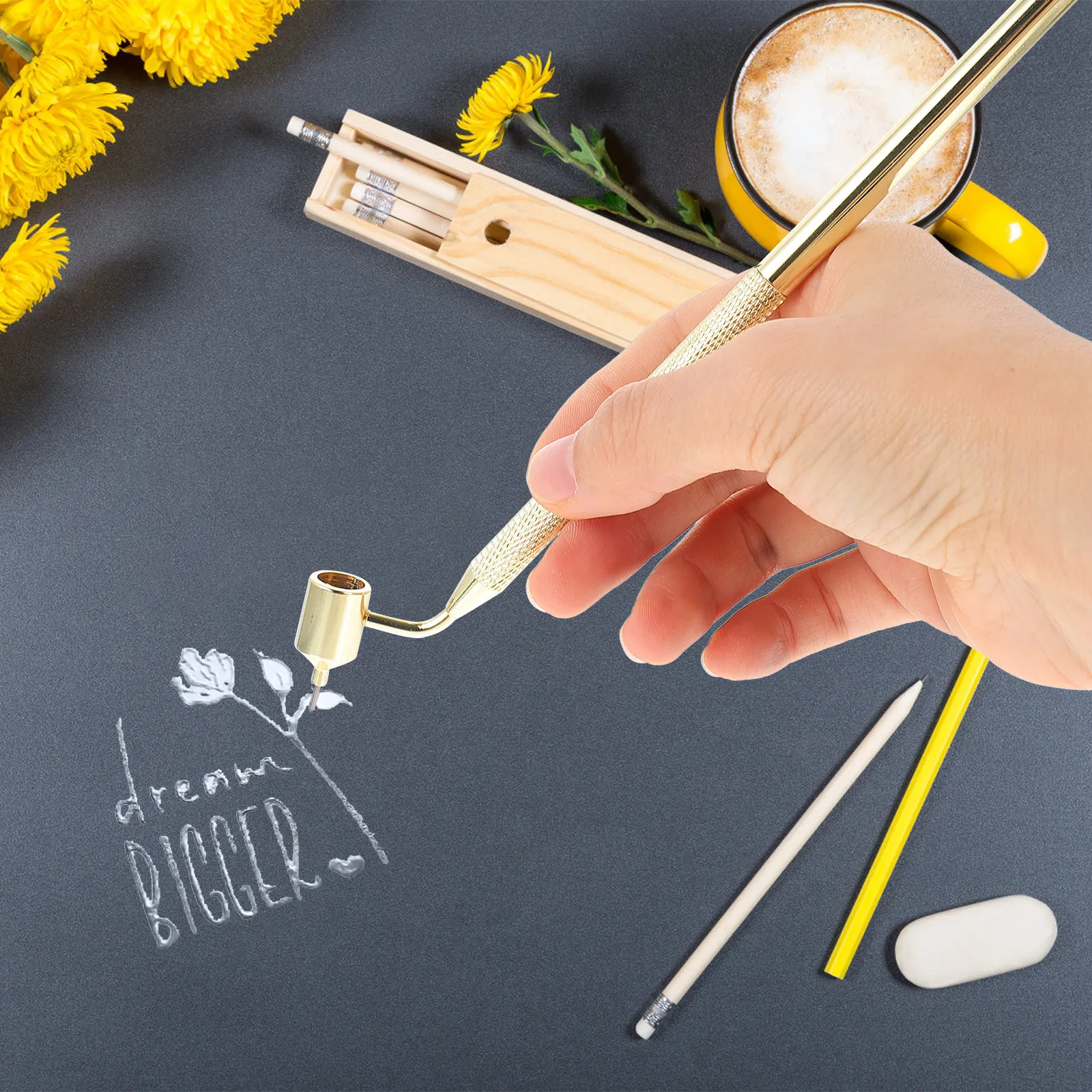 

1Pcs Paint Mending Pen Aluminum Fluid Writer Pen Lightweight Paint Applicator for Fabric Drawing Artwork Repair
