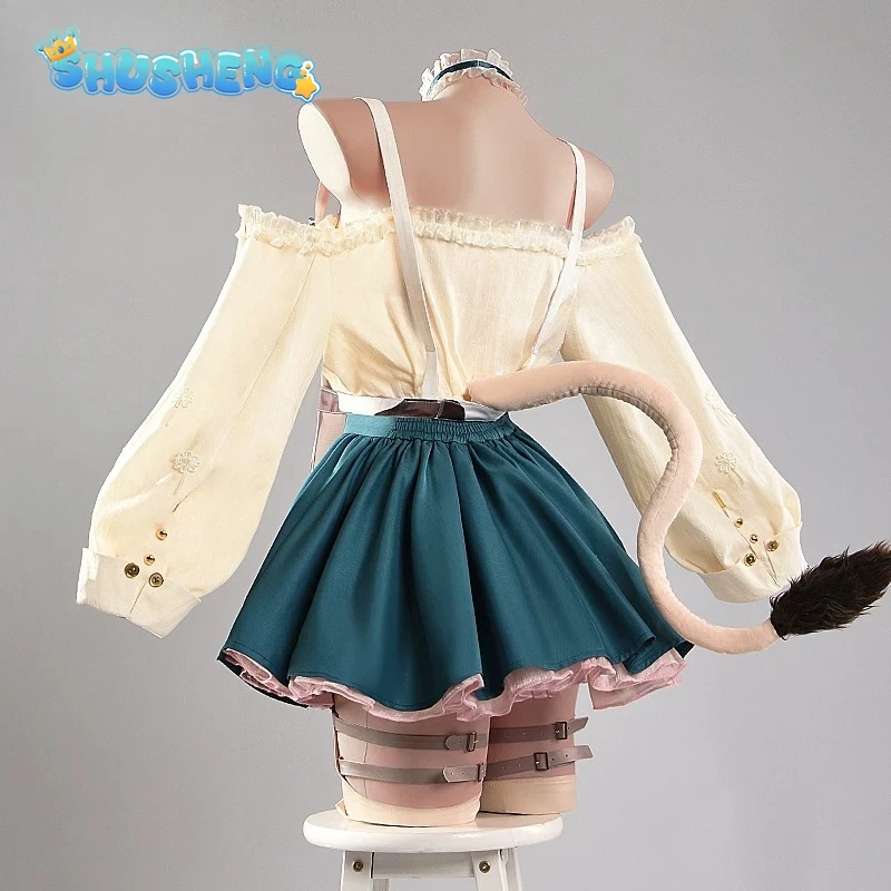 

Game Azur Lane Owari Cow Pattern Cosplay Costume Halloween Carnival Women's Man New Sexy Cow Dress Socks Necklace Props