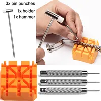 Watch Strap Link Remover Repair Tool Kit Watch Band Pin Punch Hammer Bracelet Holder Adjust Punching Watchmaker Tool 5PCS a Set