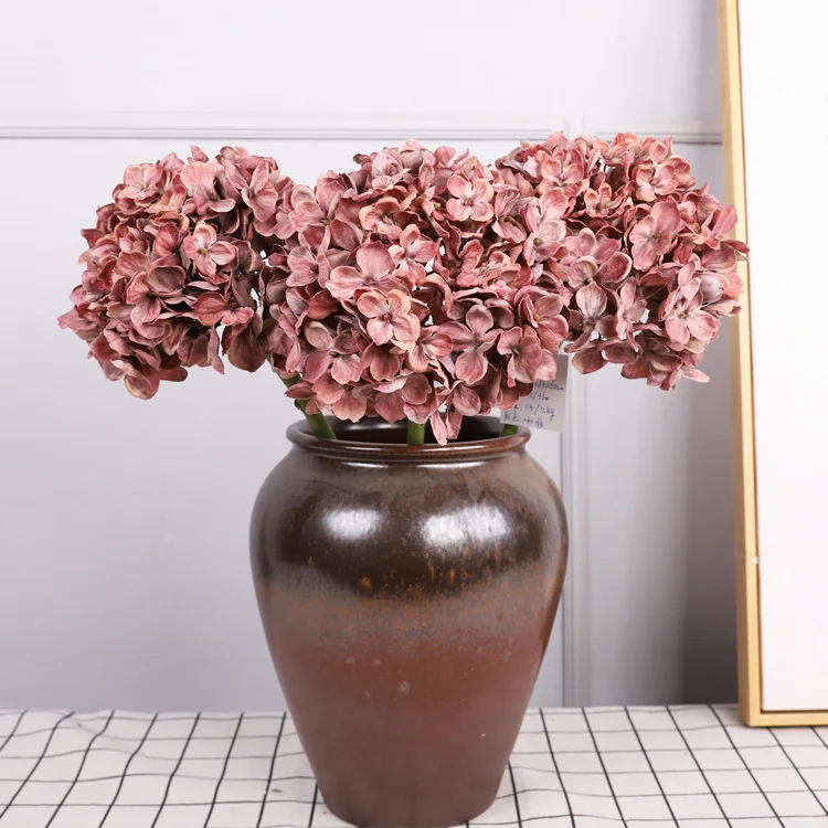 Artificial Flower Dry Looking Large Hydrangea flower Short Branch Wedding Party Decoration Photo Props Hotel Decor Flores