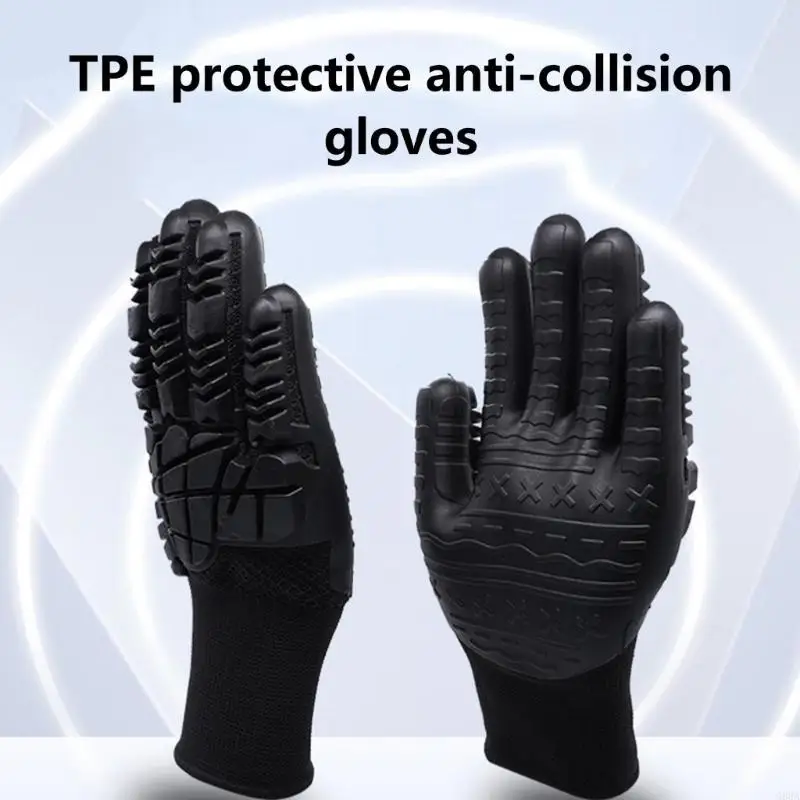 

G88A 1 Pair Anti Vibration Gloves TPE Protector Impact Gloves Men Mechanic Work Gloves Heavy Duty Application Accessories