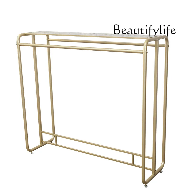 

Nordic gold wrought iron hanger clothing store double row double side Nakajima display shelves floor-to-ceiling display