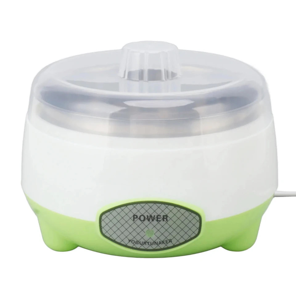 Máquina para hacer yogur, recipiente de acero inoxidable de 110V/220V, para hacer yogur casero, verde, 15W