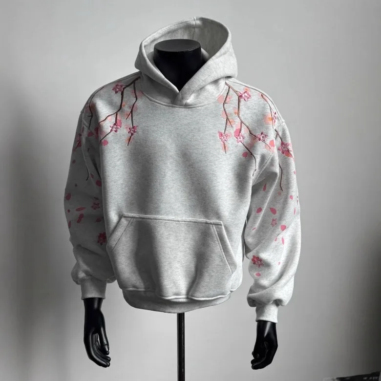 

Европейско-американский зимний свитшот нового стиля с цветочной вышивкой и капюшоном для мужчин и женщин, свободный повседневный пуловер в уличном стиле