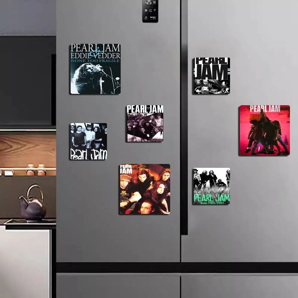 Imán de banda de rock americana P-Pearl JamS, imán personalizado para nevera, forma cuadrada, decoración para puerta de pared de refrigerador