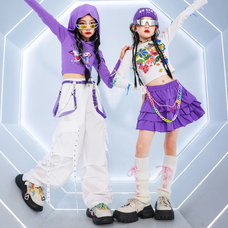 Kids Hip Hop Dance Costume Outfit Girl Streetwear Style y2k Clothes Set Child High Street Clothes y2k Performance Clothing Suit