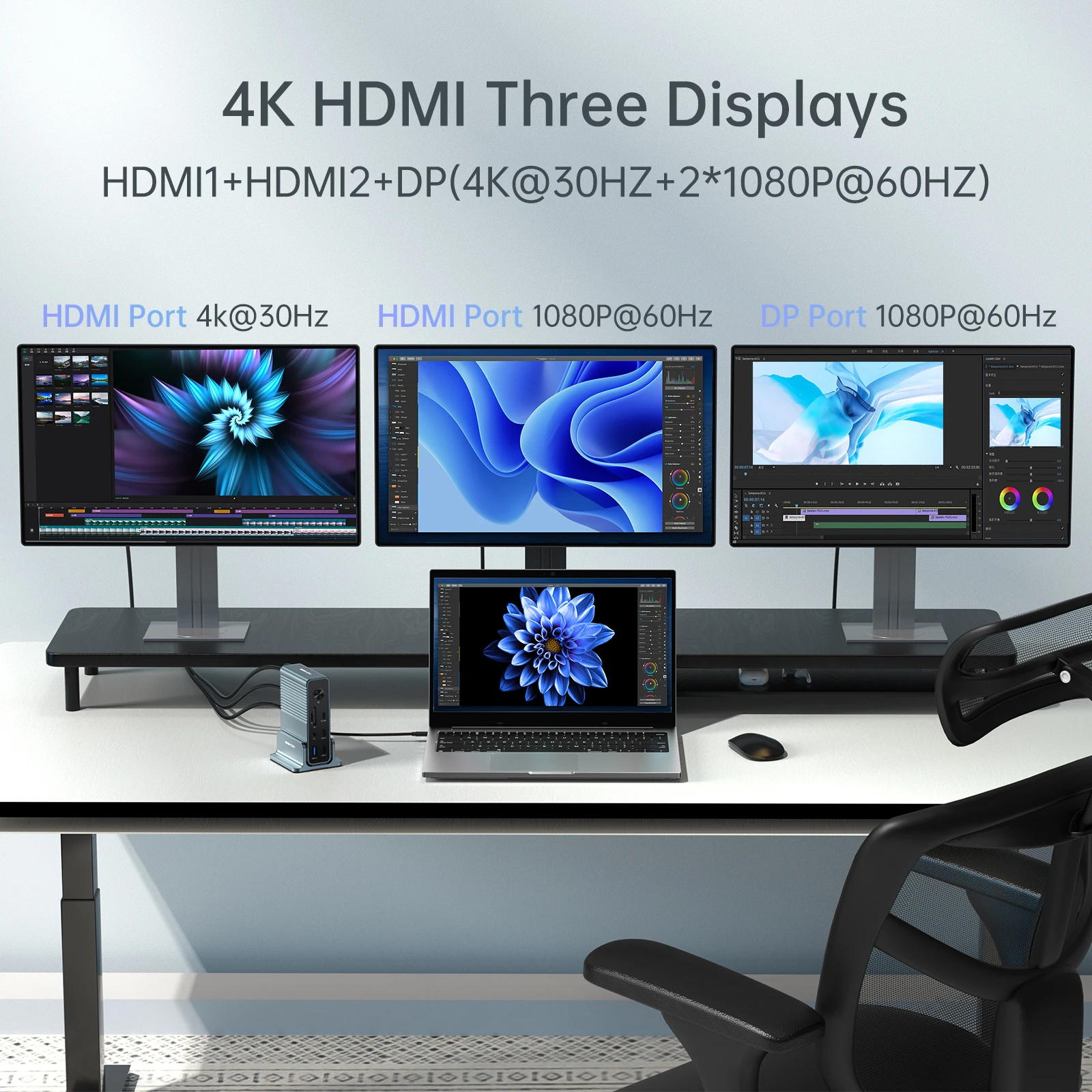 USB C Desktop Docking Station15 in 1 Docking Station for USB C Laptop 4K HD Display DP 4K 60 HZ 3 USB3.1 10Gbps