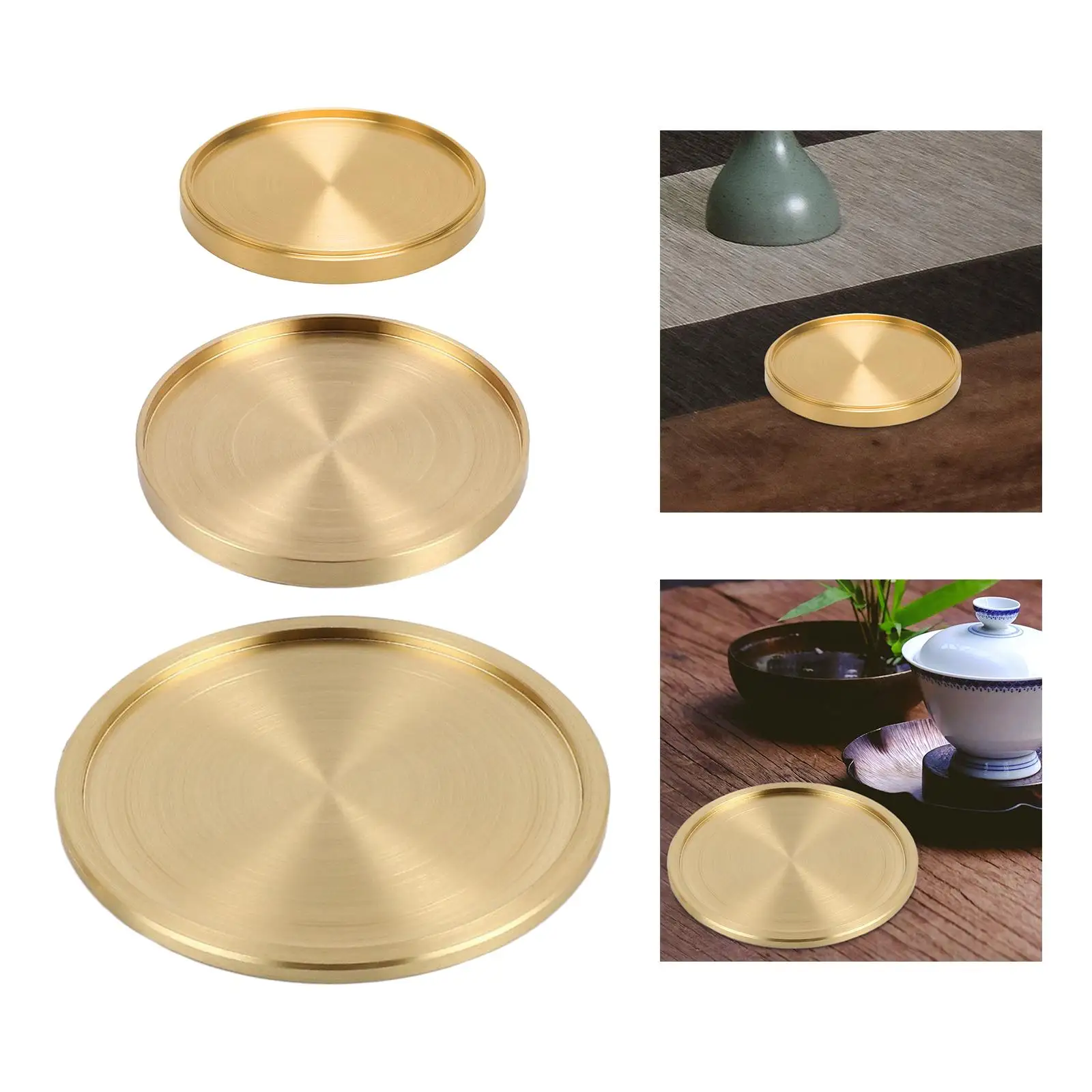 Metal Brass Coaster Copper Round Cup Heat Insulation Coaster for Home Counters Kitchen Tea Cup Mats Round Nonslip Copper Decor