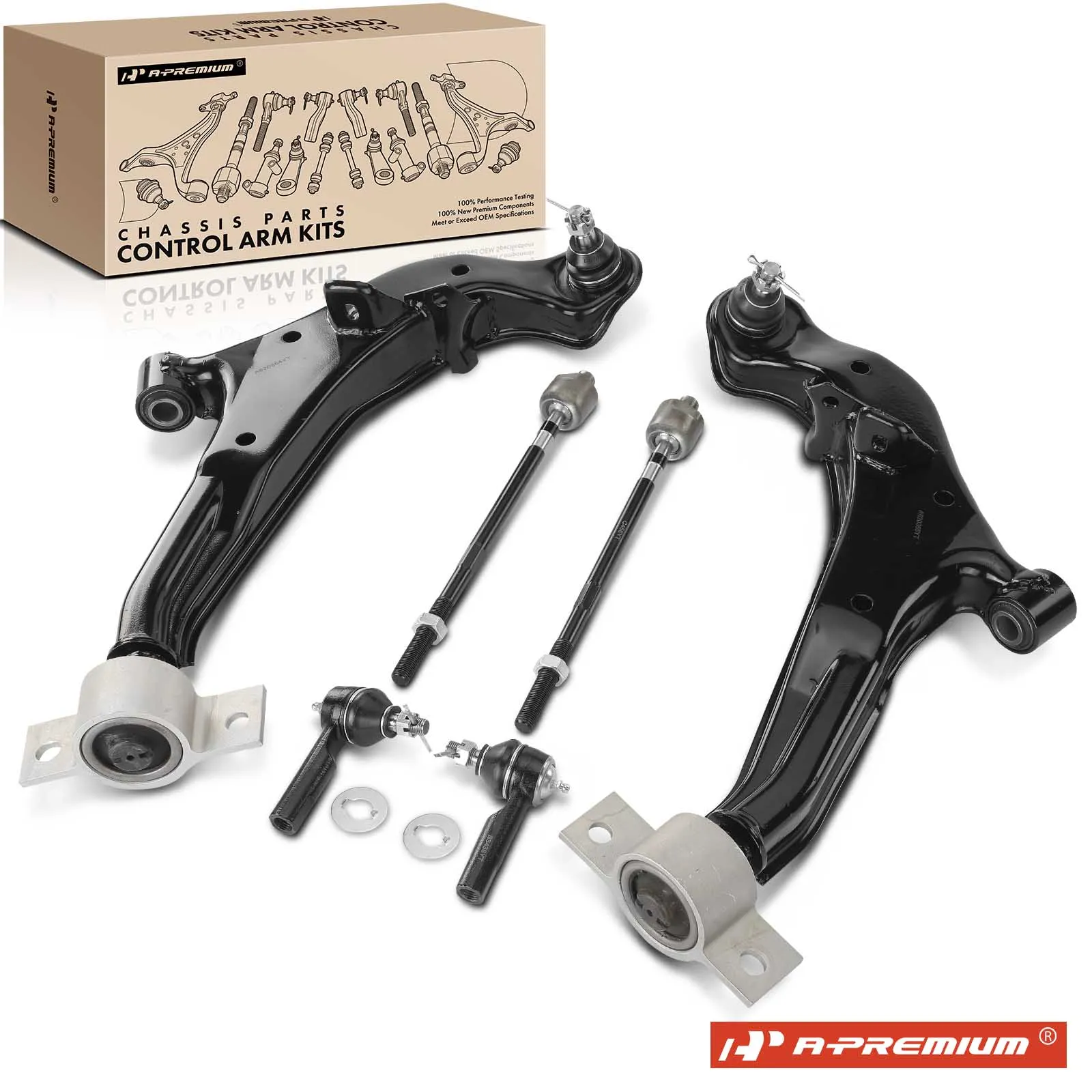 A-Premium 6x Front Control Arm w/Ball Joint Tie Rod End for Nissan Maxima 2000-2003 Infiniti I30 2000-2001 I35 2002-2004