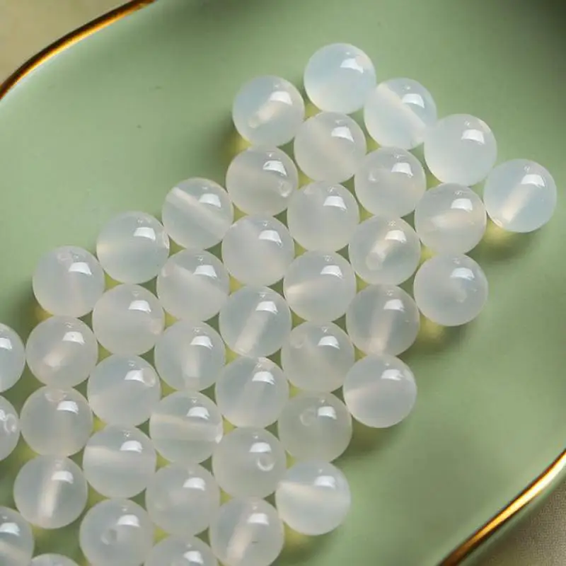 

Круглые бусины из белого агата High Ice для изготовления ювелирных изделий, браслетов, ожерелий, натуральные нефритовые бусины, аксессуары для рукоделия