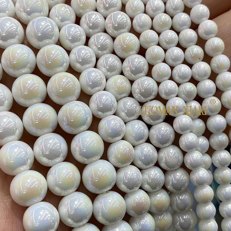 6-12mm Natural Stone Chalcedony Imitate Pearls Loose Round Spacer Beads for Jewelry Making DIY Earrings  Bracelet Accessories