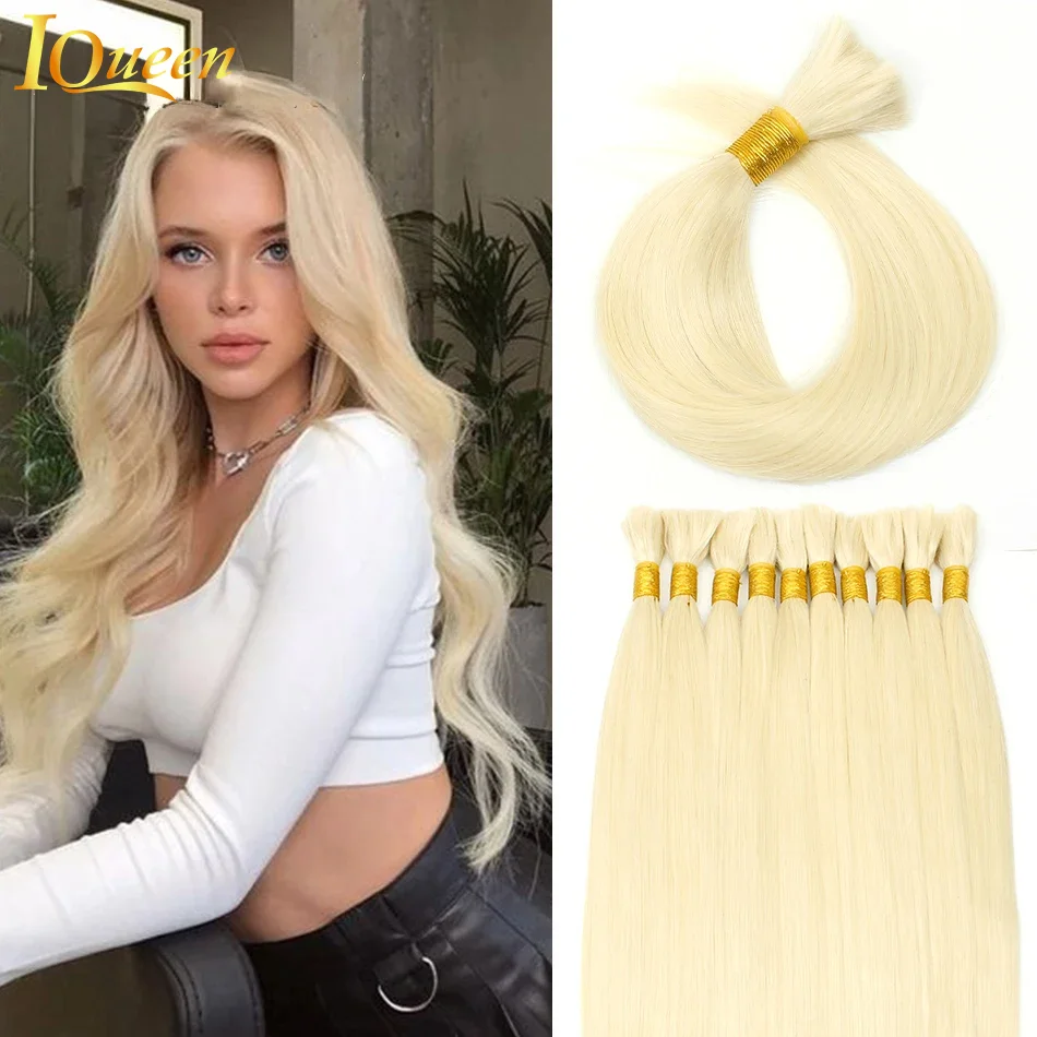 

100% Natural Human Hair #613 Straight Human Hair Braiding Bulk Hair Extensions No Weft Hair Bundles For Women Hair Extensions