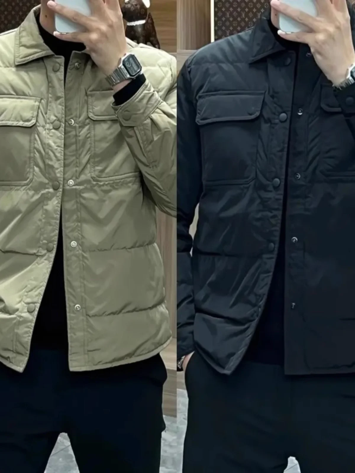 Men's Slim Fit Cotton Jaet Warmth Faionable Zipper Closure Casual Outerwear Lightweight Comfortable Collared Coat