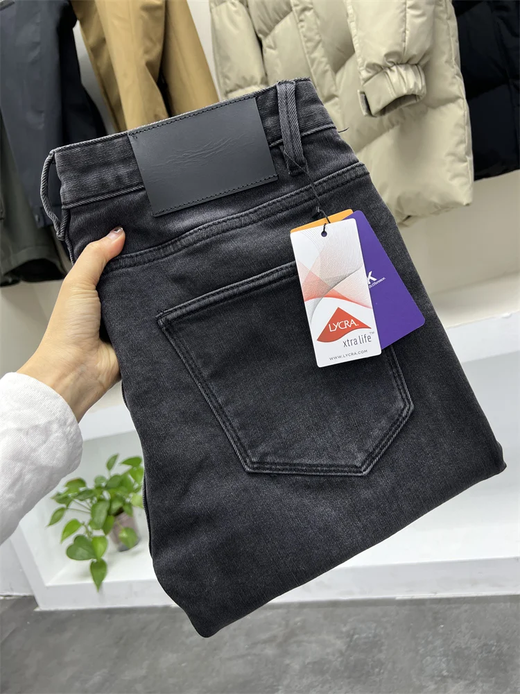 

Мужские джинсы Pampa& прямого кроя, облегающие, эластичные, из денима, зимние, новинка, ветрозащитные, теплые, с высокой эластичностью, средней посадки