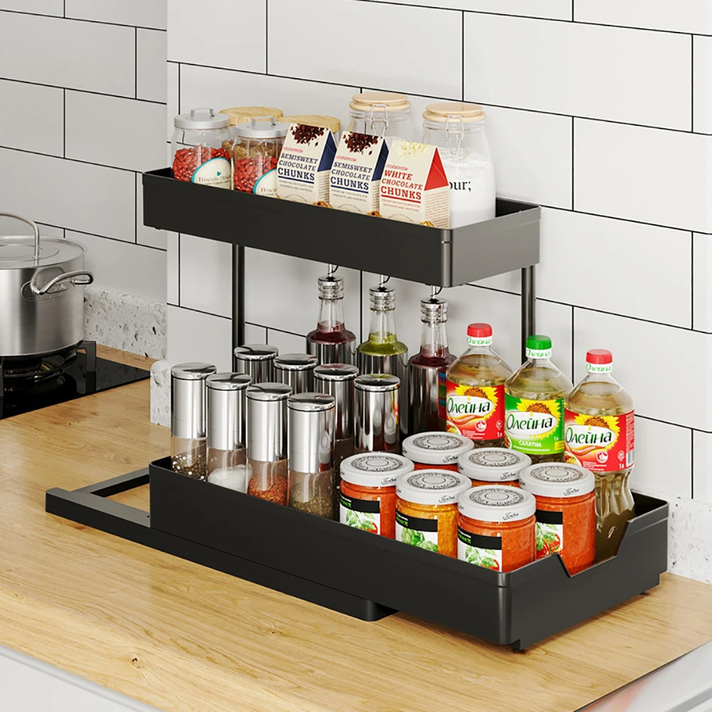 Organizzatori sotto il lavello, portaoggetti da cucina, organizer sotto il lavello estraibile da