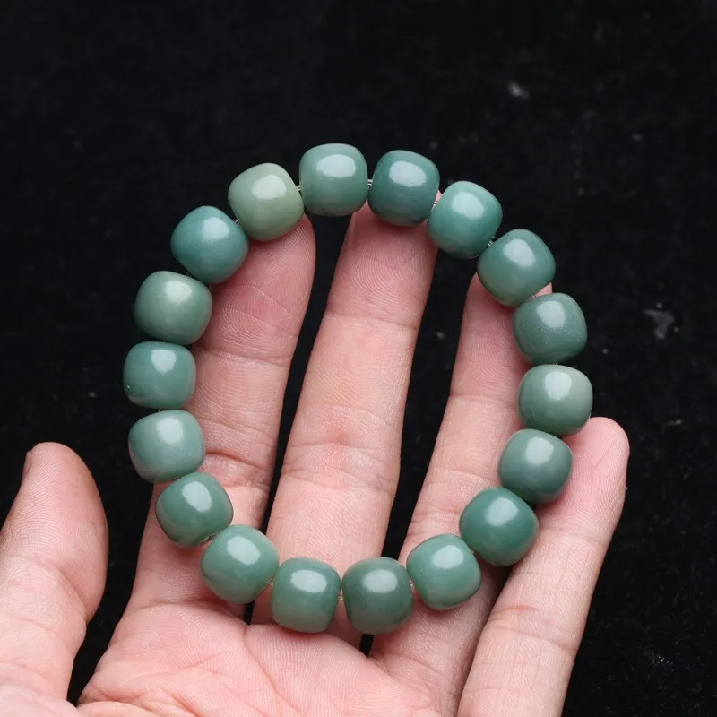 Natural Bodhi 12MM Green Bodhi green seed bracelet unisex six-character mantra beads