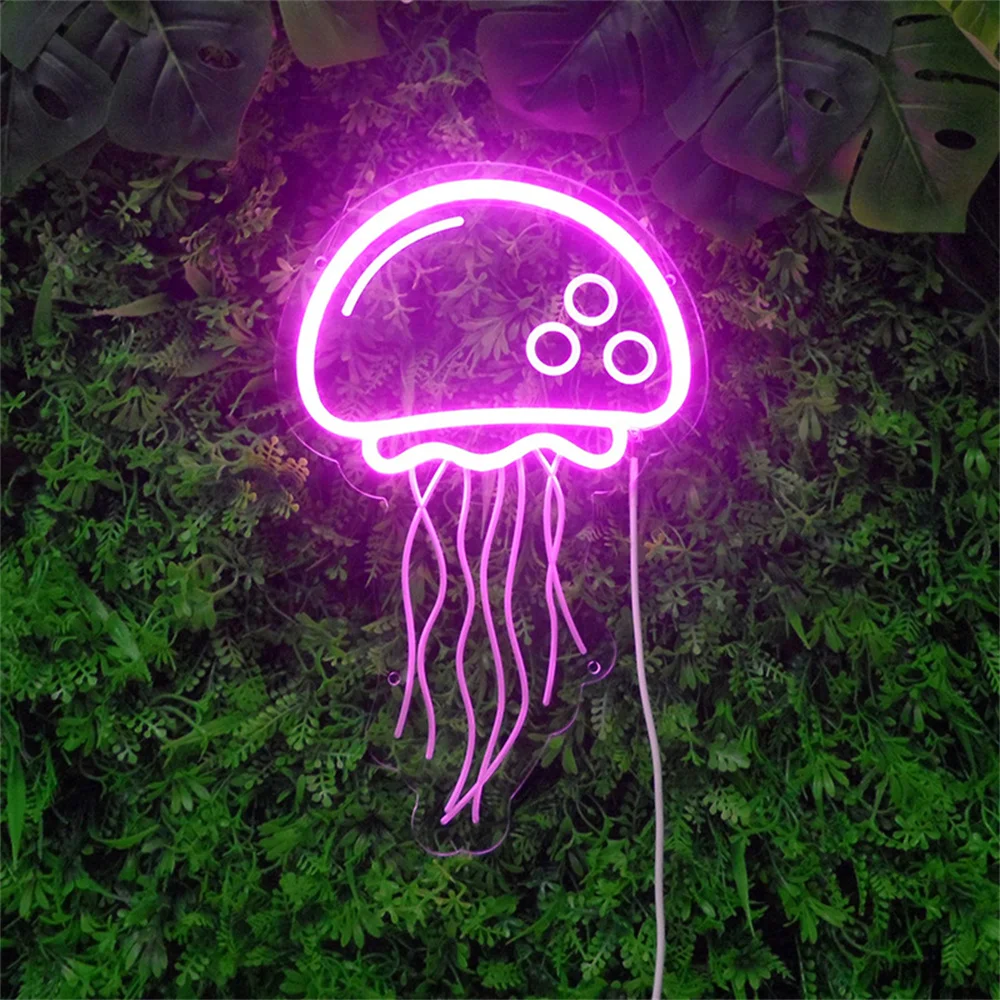 Creative Modeling Jellyfish Lights Led Neon Sign Home Room Layout Modeling Lights Ins Style Neon Light Bedroom Wall Decor