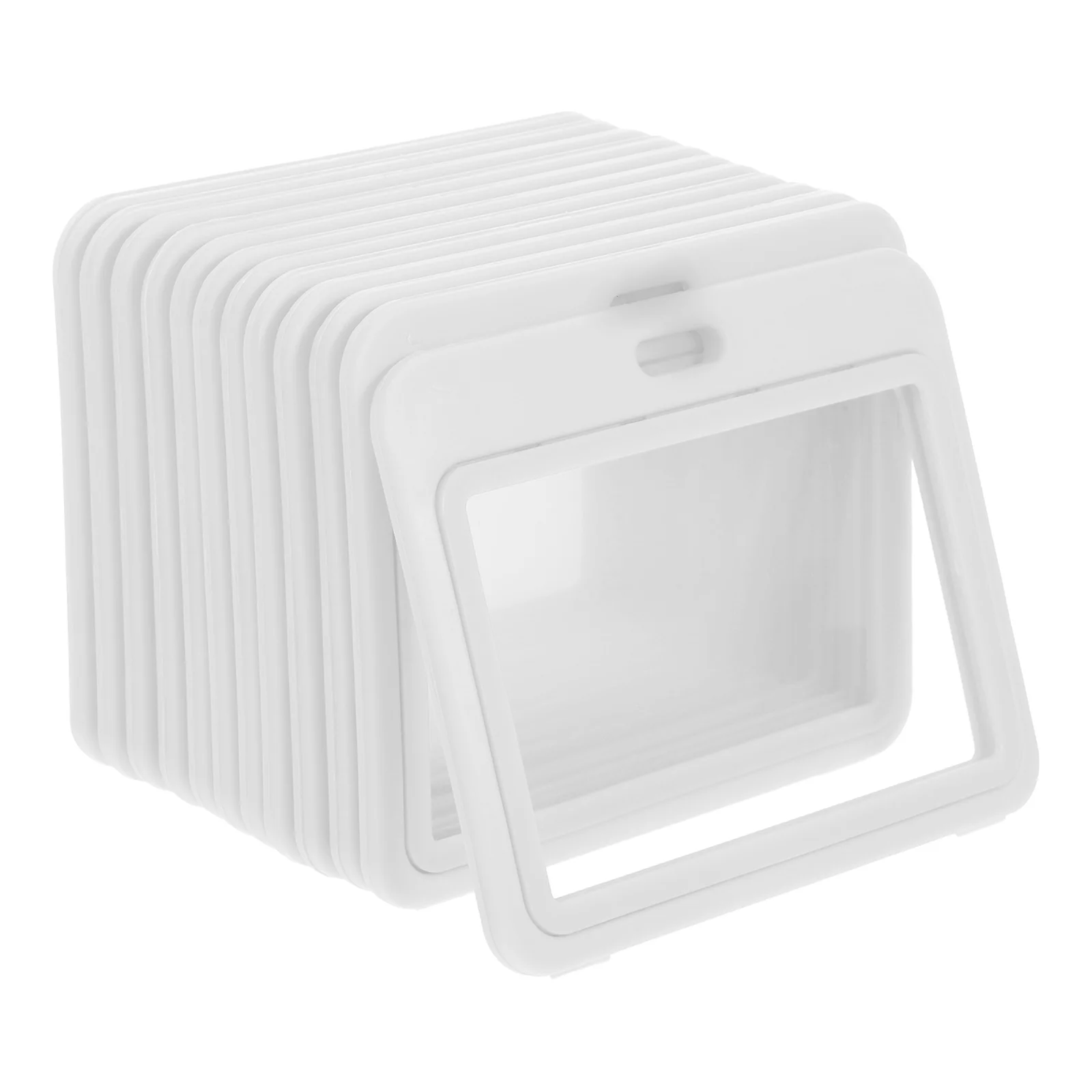 

12pcs ID Card Holder Clear Hard Plastic Horizontal Dual Transparent Windows Flipfold Badge Covers Easy Maintenance