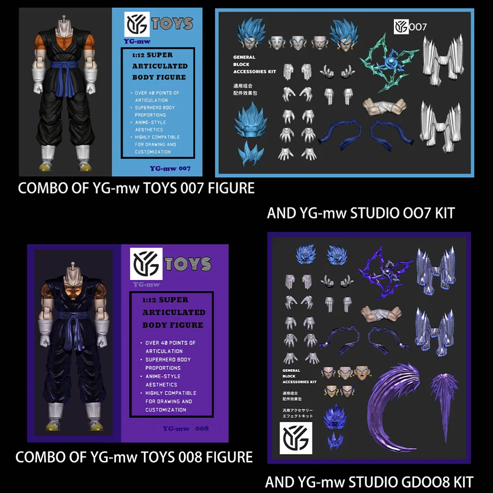 

Stock YG-MW Studio OC Toys Super Saiyan Vegetto Action Figures Dragon Ball SHF Super Saiyan SSJ Vegetto Son Goku Vegeta 3.0 Body