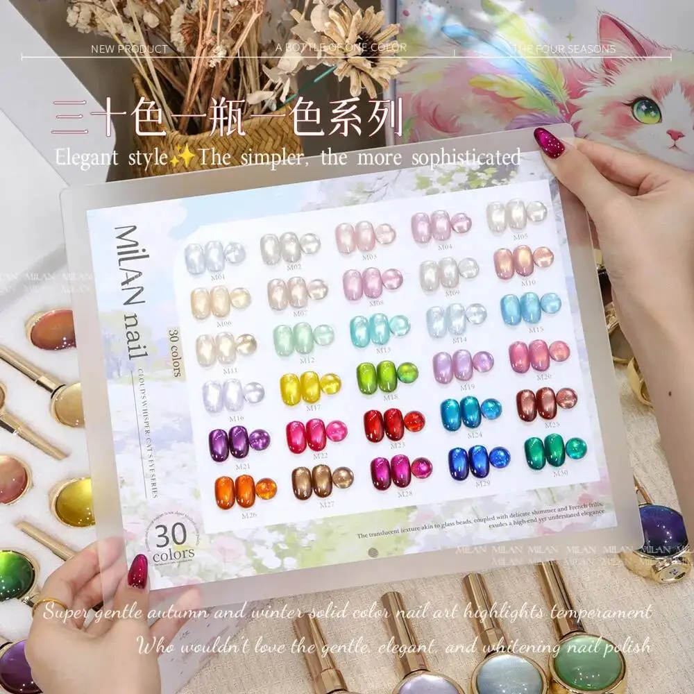 Hot Sale Cat Eye Nail Gel Polish Set With Color Card Nail Art Non-toxic Tpo Free UV Varnishes Gel Kit Nail Salon Learner Kit