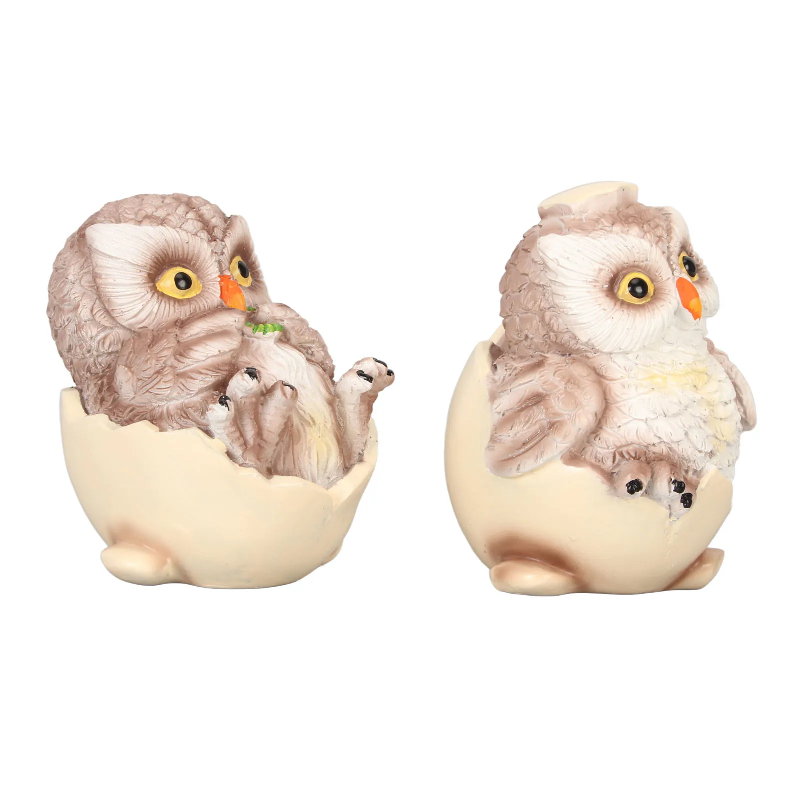 Resin Owl Desk Decoration Cute Stable Base Hand Painted Lifelike Egg Shell Owl Ornament Gorgeous Lightweight for Living Room
