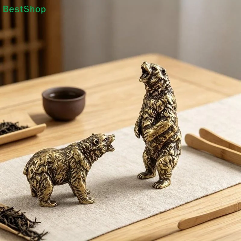Vintage Brass Roaring Bear Statue Exquisite Handcrafted Design Perfect For Home Office Desk Living Room Decor