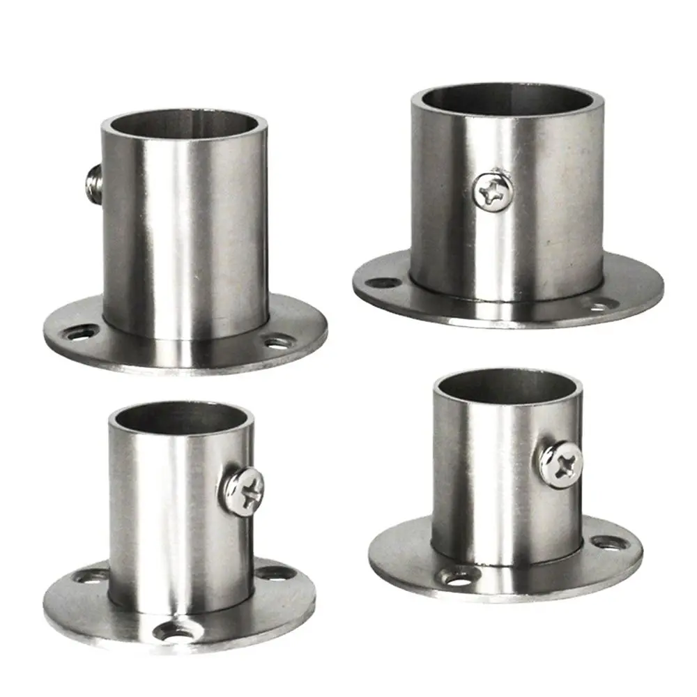 1Pc 19mm-32mm Stainless Steel Furniture Hardware with Cover Rod Holder Tube Bracket Hang Rod Support Closet Flange