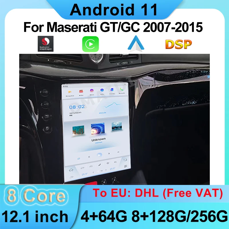 Tesla Style Qualcomm 12.1 Inch Car Radio GPS Navigation For Maserati GT GC GranTurismo 2007-2015 Android Auto Carplay Stereo DSP