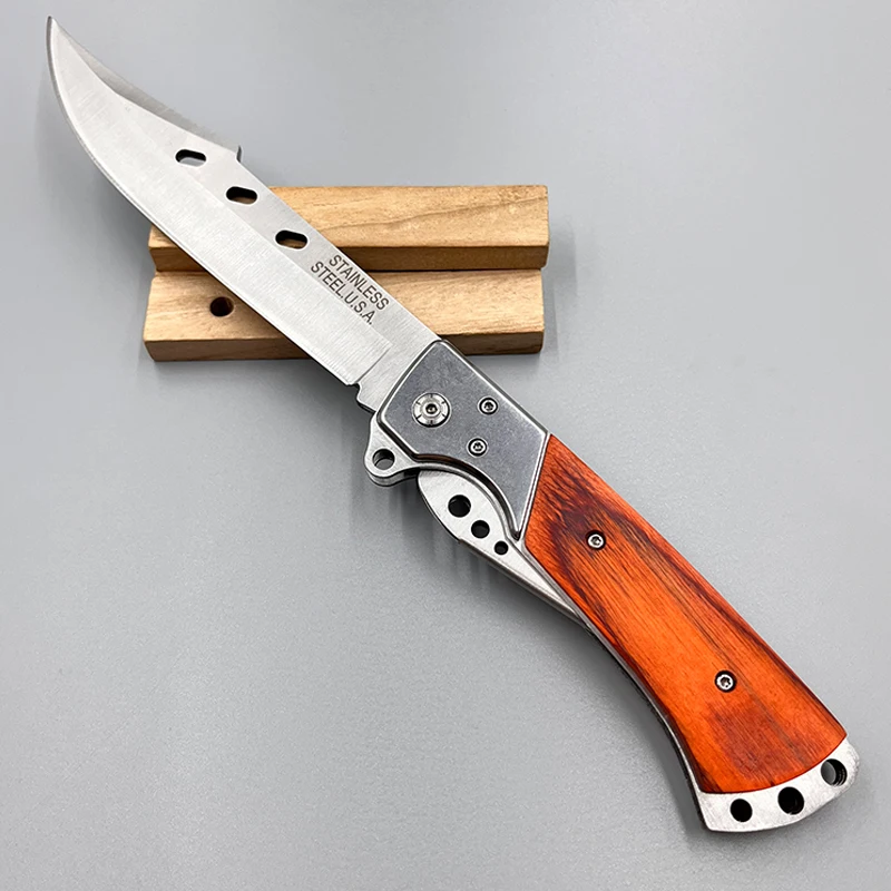 Steel Camping Folding Knife for Men High Hardness Outdoor Survival Self Defense Military Tactical PocketKnife for Hunting