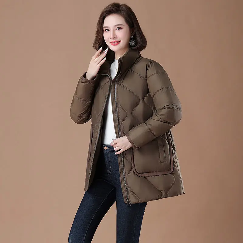 Autumn Winter Cotton Coat Women's Clothing Trend Quilted Jackets Warm Vintage Pocket Windproof Outerwear Long Sleeve Design Tops