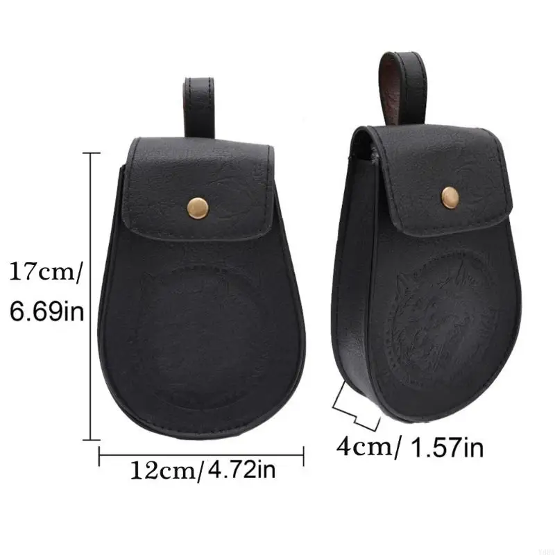 Y88A Costume Halloween Medieval Pirate Leather Belt Waist Bag Vikinges Costume Accessories for Cosplay