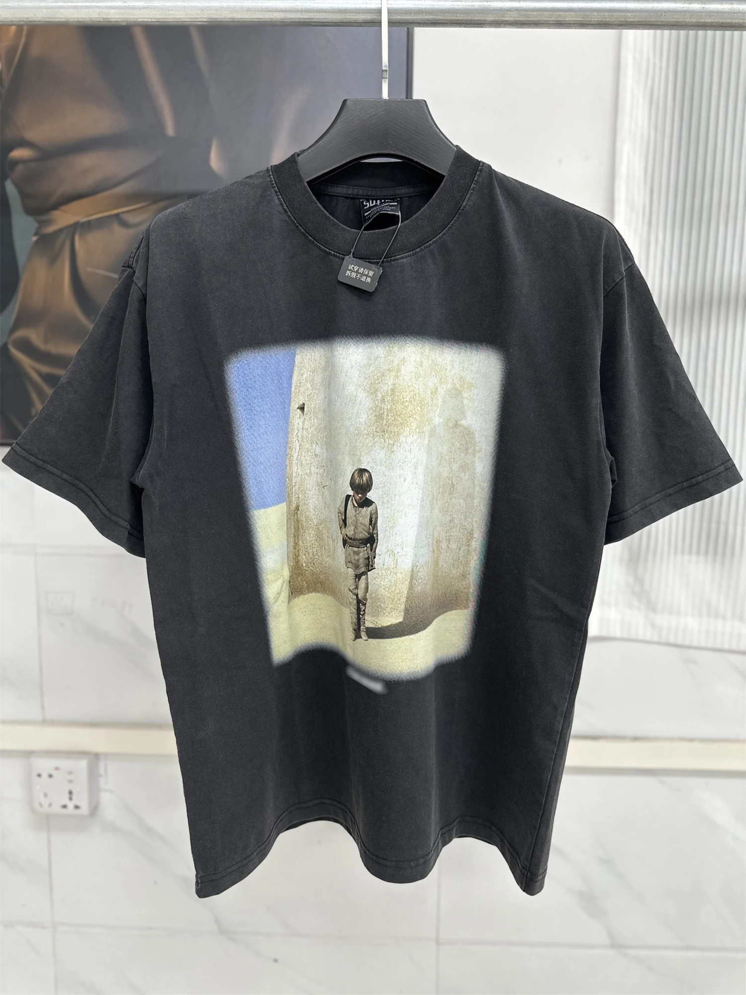 

SAINT OF MICHAEL 25SS "STAY HERE" STAR-WO Letter Print Vintage Retro High-Street Short Sleeve Tops T-Shirt