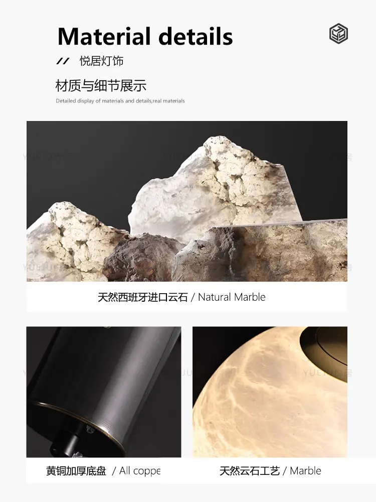 Modern luxury marble pendant light bedroom bedside lamp entrance hallway elevated restaurant bar hanging line light