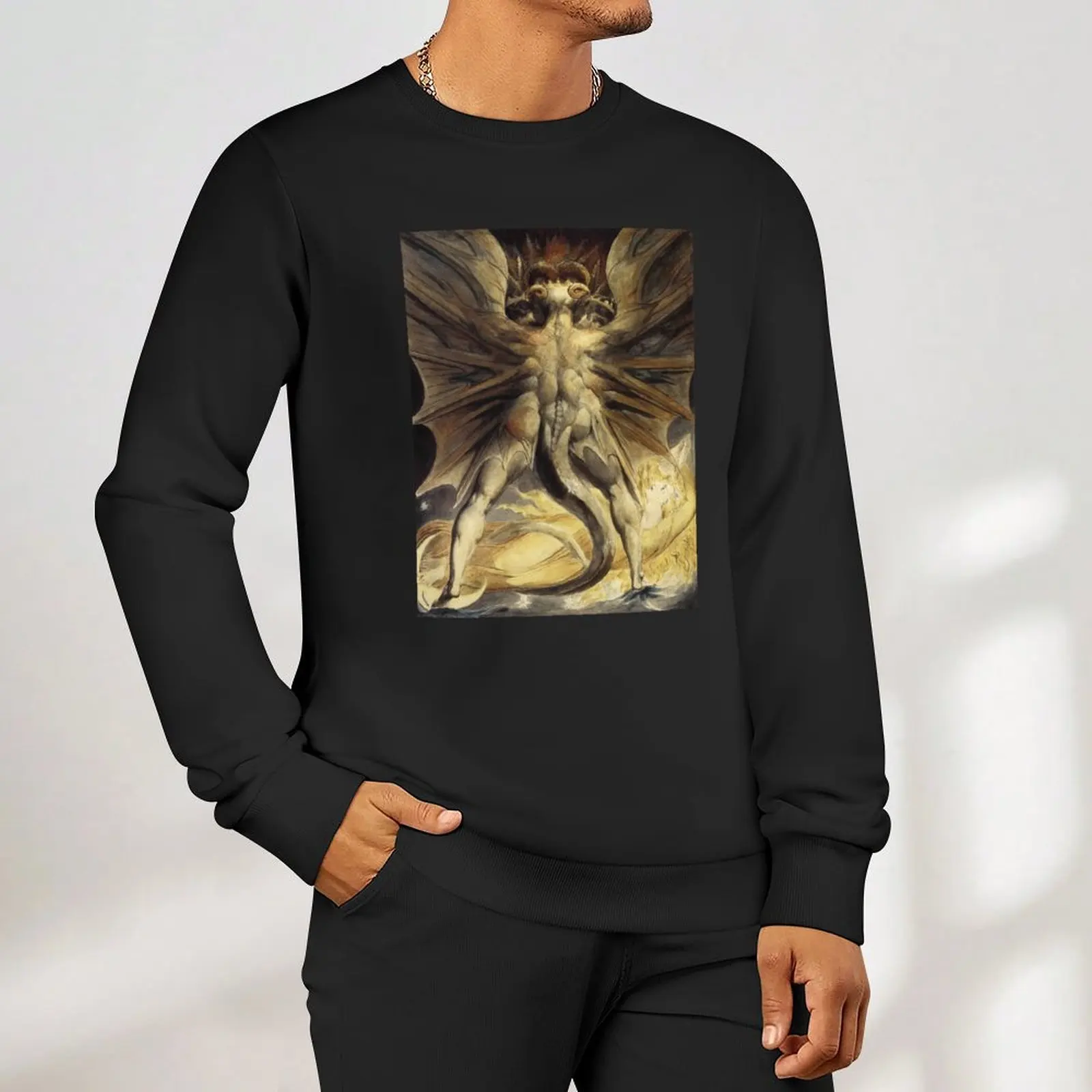 التنين الأحمر العظيم والنساء الملابس في الشمس من ويليام بليك بلوفر الخريف سترة الرجال البلوز #6