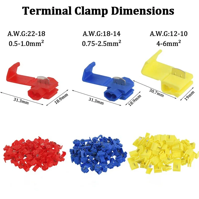 10/30/50PCS Quick Splice Wire Connector AWG22-18 Without Breaking Cable Insulated Crimp Quick Splice Electrical Terminals