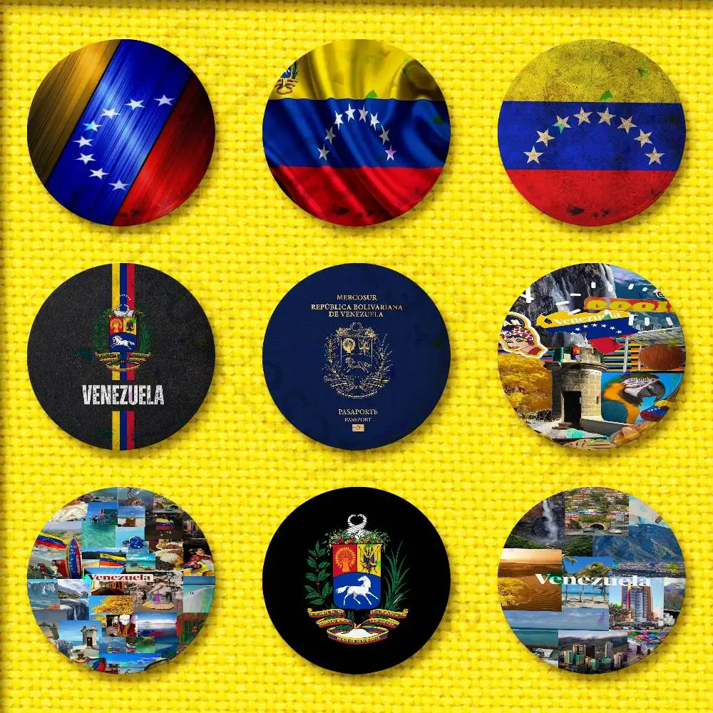 

Venezuela Passport Flag Logo Badge For 44mm 25mm 32mm 75mm 58mm Round Pin Brooch Insignia Case Clothes