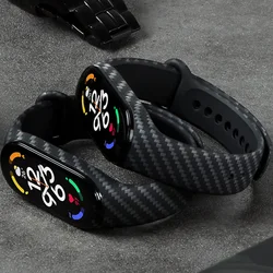 Carbon fiber strap For Xiaomi Mi Band 7 nfc Wristband smartwatch MIband 5 silicone bracelet correa Mi Band 4 5 3 6 9 accessories