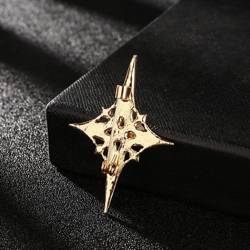 Hochwertige Kristall-Strass-Stern-Broschen für Damen und Herren, goldfarben, silberfarben, Corsage, Anstecknadeln, Modeschmuck, Geschenke, Remiel – Detail 4